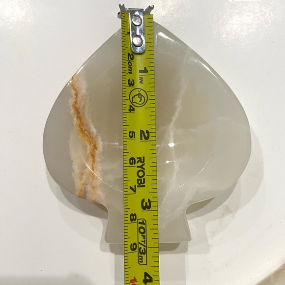 Vintage MCM Set 4 Onyx Alabaster Paper Weight Ashtray Spade Diamond Heart Club - Picture 9 of 13